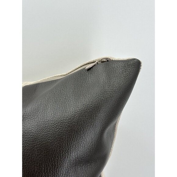 Caldeira Brown Leather Feathers Filled Throw Pillow U.K Made 22”x15” - Picture 4 of 12